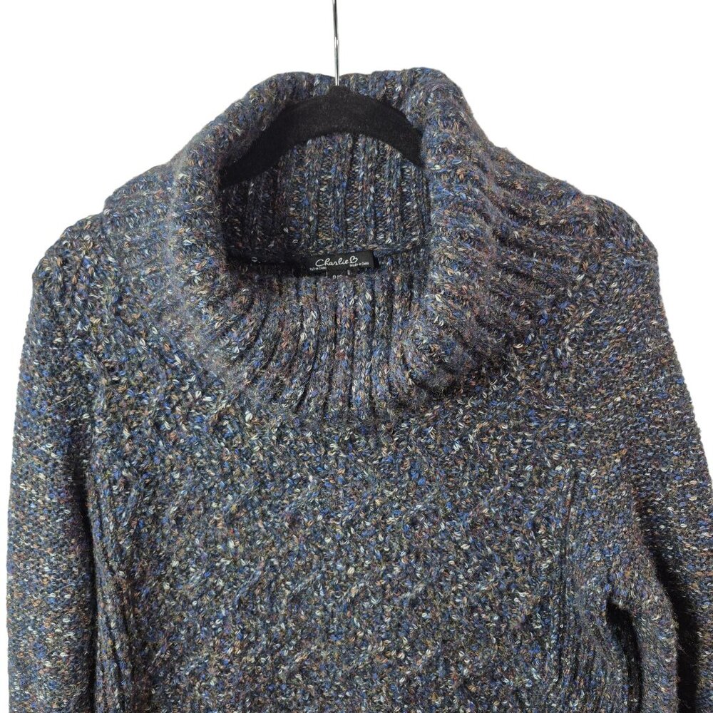 Charlie B Sweater Womens S Blue Pullover Long Sleeve Knit Top Wool Blend Casual - Picture 3 of 7